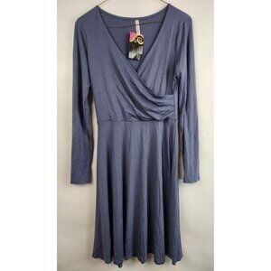 Gilli Blue Surplice Long Sleeve Jersey NWT Daisy A-Line Dress Size Small